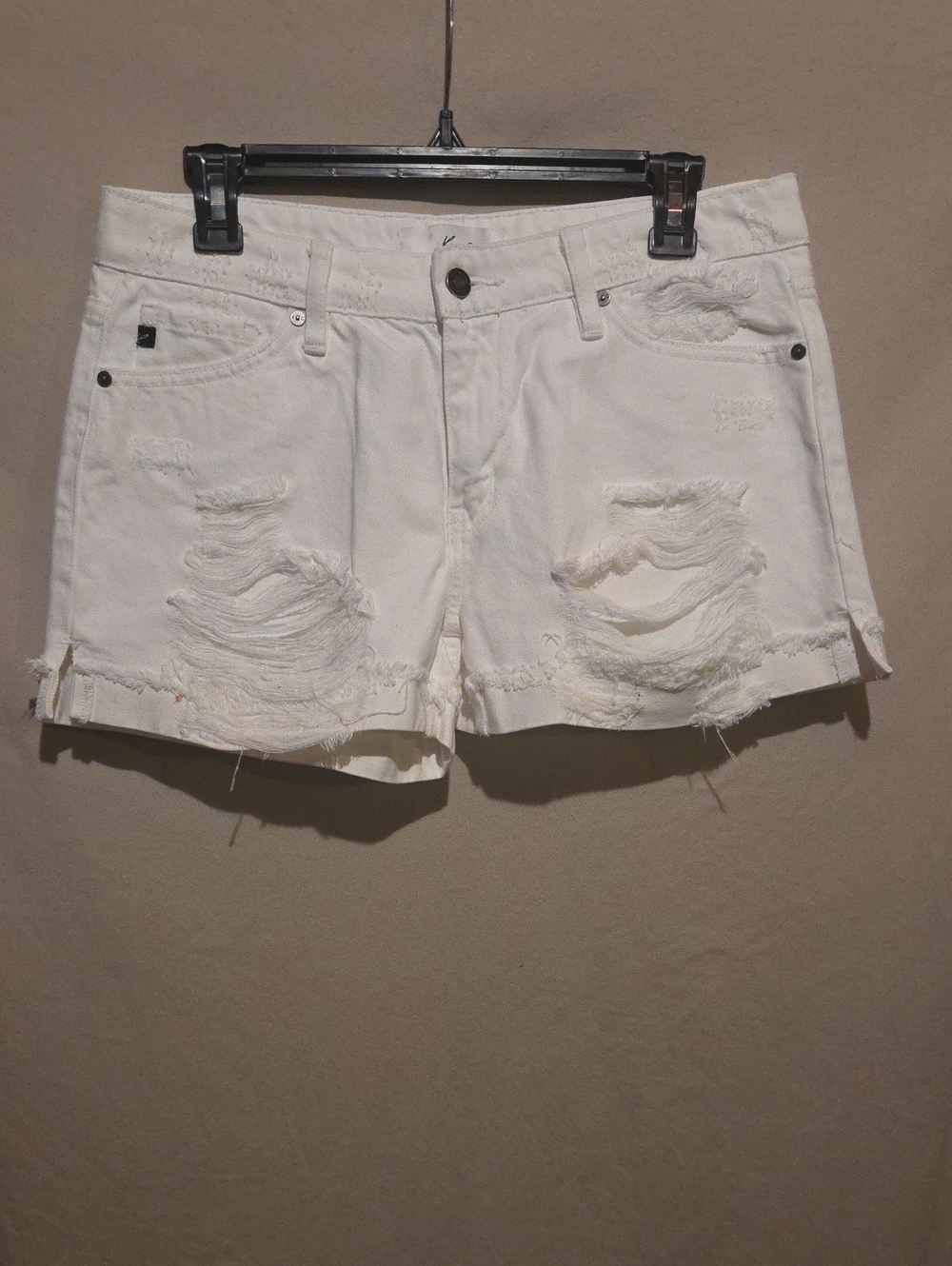 KanCan White Distressed Denim Cutoff Shorts